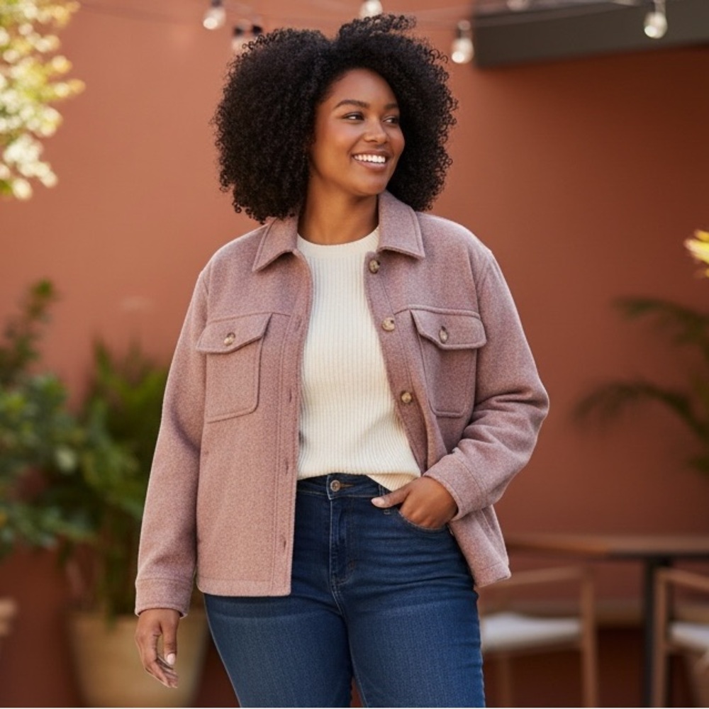 Levi's Shirt Jacket XXL Mauve Pink Shacket Button Front Wool Blend Look‎ NWT